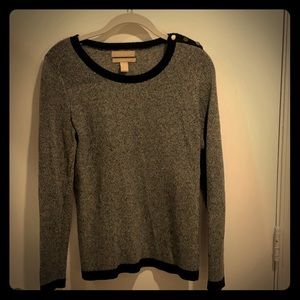 B/w BR sweater with buttons on shoulder